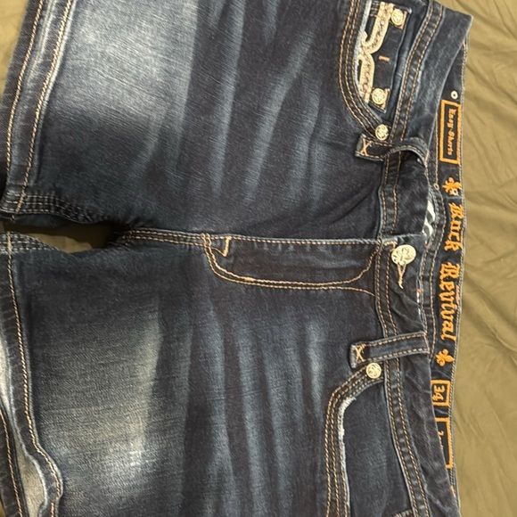 Rock Revival Women's Dark and Light Blue Jeans - Picture 8 of 11